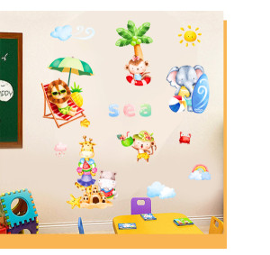 Decal dán tường Decal vườn thú ăn dư hấu  Decal dán tường Decal vườn thú ăn dư hấu