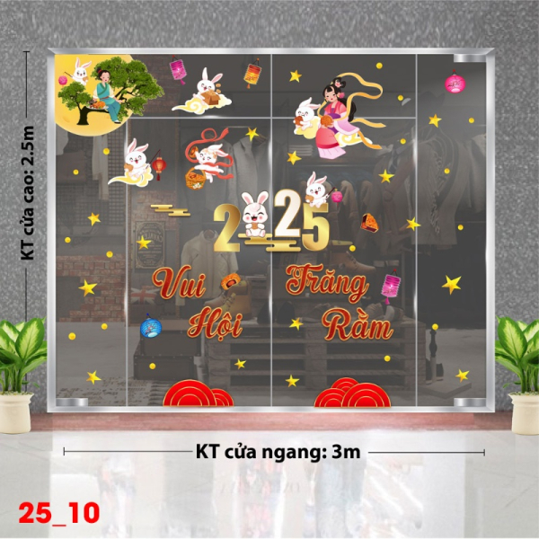 Decal dán tường Decal tết trung thu dán kính số 10 Decal dán tường Decal tết trung thu dán kính số 10