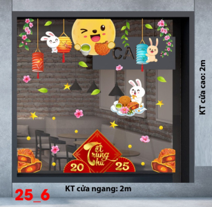 Decal dán tường Decal tết trung thu dán kính số 6 Decal dán tường Decal tết trung thu dán kính số 6