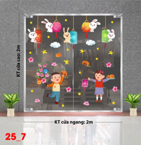 Decal dán tường Decal tết trung thu dán kính số 7