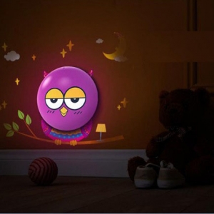 Decal dán tường Đèn ngủ chim cú tím Decal dán tường Đèn ngủ chim cú tím