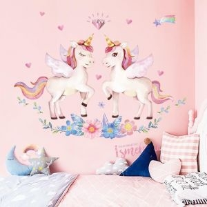 Decal dán tường Đôi ngựa thiên thần