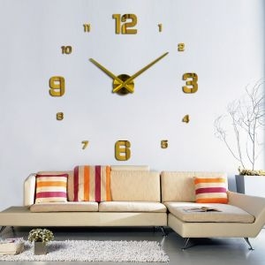 Decal dán tường Đồng hồ chữ số khổ lớn màu vàng