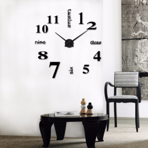 Decal dán tường Đồng hồ chữ và số khổ lớn màu đen
