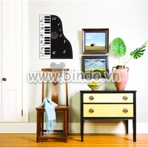 Decal dán tường Đồng hồ đàn Piano