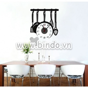 Decal dán tường Đồng hồ dụng cụ làm bếp