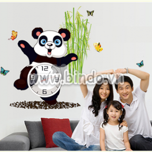 Decal dán tường Đồng hồ gấu trúc