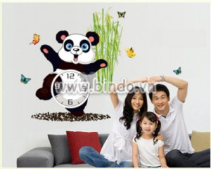 Decal dán tường Đồng hồ gấu trúc Decal dán tường Đồng hồ gấu trúc
