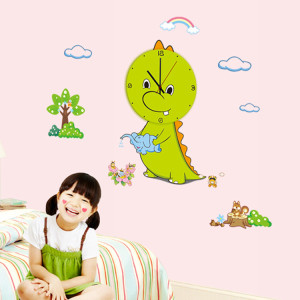 Decal dán tường Đồng hồ khủng long
