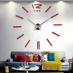 Decal dán tường Đồng hồ nét gạch khổ lớn màu đỏ