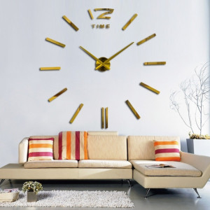 Decal dán tường Đồng hồ nét gạch khổ lớn màu vàng