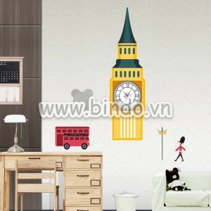 Decal dán tường Đồng hồ tháp vàng