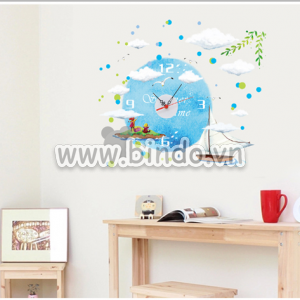 Decal dán tường Đồng hồ thuyền bườm