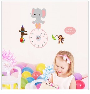 Decal dán tường Đồng hồ Voi-Gấu-Khỉ Decal dán tường Đồng hồ Voi-Gấu-Khỉ