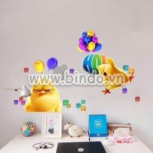 Decal dán tường Phim hoạt hình HOP - Gà con và bong bóng