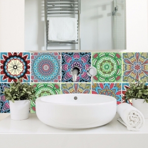 Decal dán tường Decal gạch bông nhiều màu khổ 40cm x 60cm (6 miếng) dán trang trí bếp Decal dán tường Decal gạch bông nhiều màu khổ 40cm x 60cm (6 miếng) dán trang trí bếp