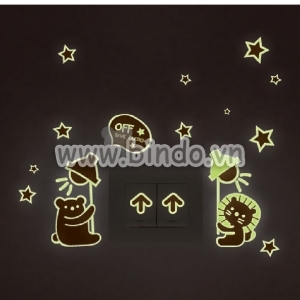 Decal dán tường Decal dán ổ điện dạ quang hình gấu mèo dễ thương Decal dán tường Decal dán ổ điện dạ quang hình gấu mèo dễ thương
