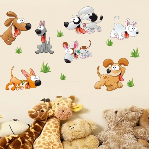 Decal dán tường Decal dán gia đình cún, vàng, trường mầm non, sau dán 1,2 x 0,6 (m) (dài x rộng) ở TPHCM Decal dán tường Decal dán gia đình cún, vàng, trường mầm non, sau dán 1,2 x 0,6 (m) (dài x rộng) ở TPHCM
