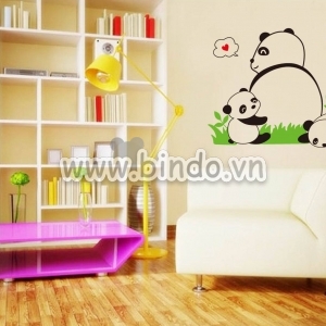 Decal dán tường Decal dán tường gia đình gấu trúc, có sẵn keo, dán phòng bé, size 0,75 x 0,6 (m) (dài x rộng) TPHCM