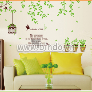 Decal dán tường Giàn cây chim non