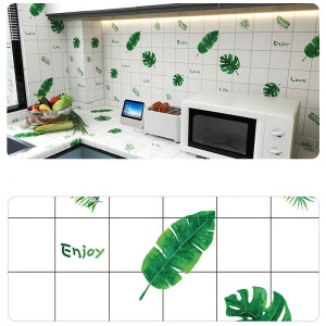 Decal dán tường Giấy decal dán bếp chiếc lá xanh nhiệt đới sọc caro Decal dán tường Giấy decal dán bếp chiếc lá xanh nhiệt đới sọc caro