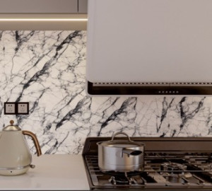 Decal dán tường Giấy dán bếp đá hoa cương trắng gạch men vệt đen Decal dán tường Giấy dán bếp đá hoa cương trắng gạch men vệt đen
