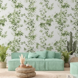 Decal dán tường Giấy dán tường hàn quốc chiếc lá xanh ALBANY 6812-1 Decal dán tường Giấy dán tường hàn quốc chiếc lá xanh ALBANY 6812-1