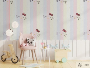 Decal dán tường Giấy dán tường hàn quốc sọc kitty ALBANY 6828-1 