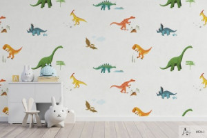 Decal dán tường Giấy dán tường hàn quốc trẻ em khủng long hồng ALBANY 6826-1 Decal dán tường Giấy dán tường hàn quốc trẻ em khủng long hồng ALBANY 6826-1