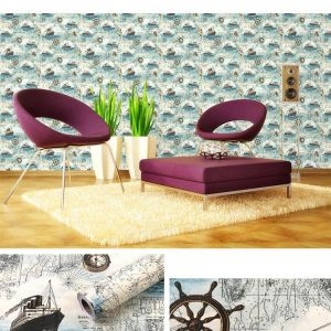 Decal dán tường Giấy decal dán tường bản đồ hàng hải dán quán đẹp có keo sẵn Decal dán tường Giấy decal dán tường bản đồ hàng hải dán quán đẹp có keo sẵn