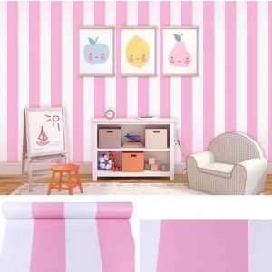 Decal dán tường Giấy decal cuộn dây sọc trắng hồng Decal dán tường Giấy decal cuộn dây sọc trắng hồng