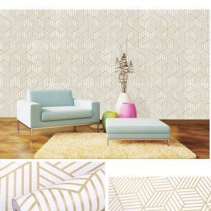 Decal dán tường Giấy dán tường họa tiết hình khối hiện đại màu vàng Decal dán tường Giấy dán tường họa tiết hình khối hiện đại màu vàng
