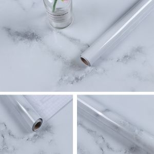 Decal dán tường Giấy dán bếp giả đá hoa cương trắng xám chống cháy tráng nhôm 0.6m x 5m Decal dán tường Giấy dán bếp giả đá hoa cương trắng xám chống cháy tráng nhôm 0.6m x 5m