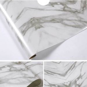 Decal dán tường Giấy dán bếp đá hoa cương trắng 0.6m x 5m chống cháy, tráng nhôm trang trí bếp đẹp Decal dán tường Giấy dán bếp đá hoa cương trắng 0.6m x 5m chống cháy, tráng nhôm trang trí bếp đẹp