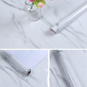 Decal dán tường Miếng dán bếp chống dầu mỡ màu trắng tráng nhôm vân đá hoa cương 5 mét Decal dán tường Miếng dán bếp chống dầu mỡ màu trắng tráng nhôm vân đá hoa cương 5 mét