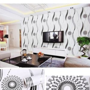 Decal dán tường Giấy decal cuộn Họa tiết tròn đen