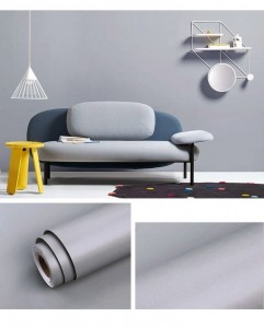 Decal dán tường Giấy dán tường có keo giấy decal cuộn màu xám trơn Decal dán tường Giấy dán tường có keo giấy decal cuộn màu xám trơn
