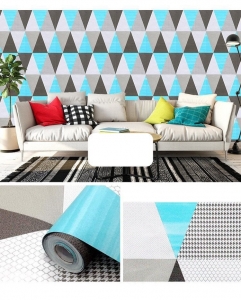 Decal dán tường Giấy decal cuộn tam giác xanh họa tiết dán tường đẹp Decal dán tường Giấy decal cuộn tam giác xanh họa tiết dán tường đẹp