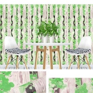 Decal dán tường Giấy decal cuộn Vân gỗ và dây leo xanh