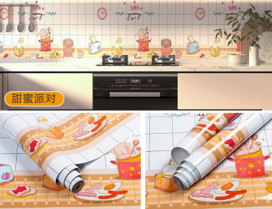 Decal dán tường Giấy decal dán bếp hình bánh 