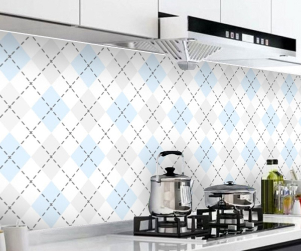 Decal dán tường Giấy decal dán bếp hình thoi