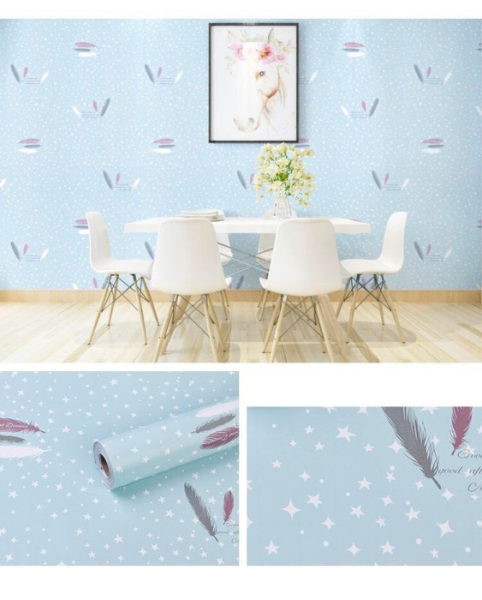 Decal dán tường Giấy decal dán tường lông vũ, có keo, chống nước 45cm x 10m Decal dán tường Giấy decal dán tường lông vũ, có keo, chống nước 45cm x 10m
