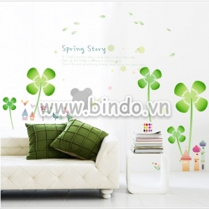 Decal dán tường Hoa 4 cánh xanh
