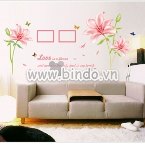 Decal dán tường Decal hoa ly hồng 2 dán tường, trang trí kính phòng ngủ