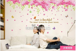 Decal dán tường Decal hoa anh đào 2 khổ lớn màu hồng và đàn bướm vui đùa Decal dán tường Decal hoa anh đào 2 khổ lớn màu hồng và đàn bướm vui đùa