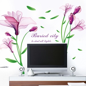 Decal dán tường Decal hoa anh thảo tím 2, hoa tím to và nhụy Decal dán tường Decal hoa anh thảo tím 2, hoa tím to và nhụy