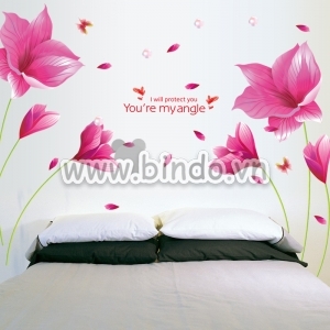 Decal dán tường Decal hoa tulip đỏ hàn quốc dán phòng vợ chồng, quán đẹp