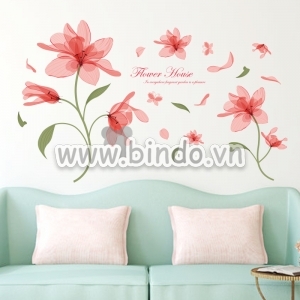 Decal dán tường Hoa búp hồng nhạt