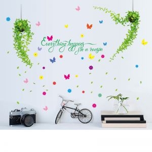 Decal dán tường Decal hai chậu dây leo xanh, có sẵn keo, dán phòng khách quán đẹp Decal dán tường Decal hai chậu dây leo xanh, có sẵn keo, dán phòng khách quán đẹp