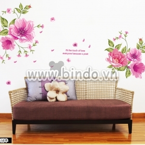 Decal dán tường Hoa râm bụt hồng